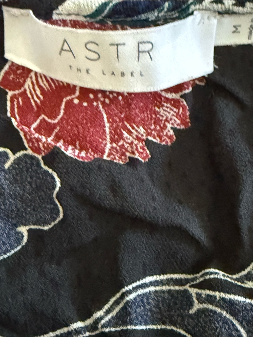 ASTR The Label Black Floral Puff Sleeve Peasant Blouse Medium Cottagecore - Picture 5 of 6
